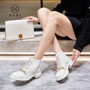 AFNI2021秋季新款平跟系带真皮马丁靴潮流百搭单靴L...