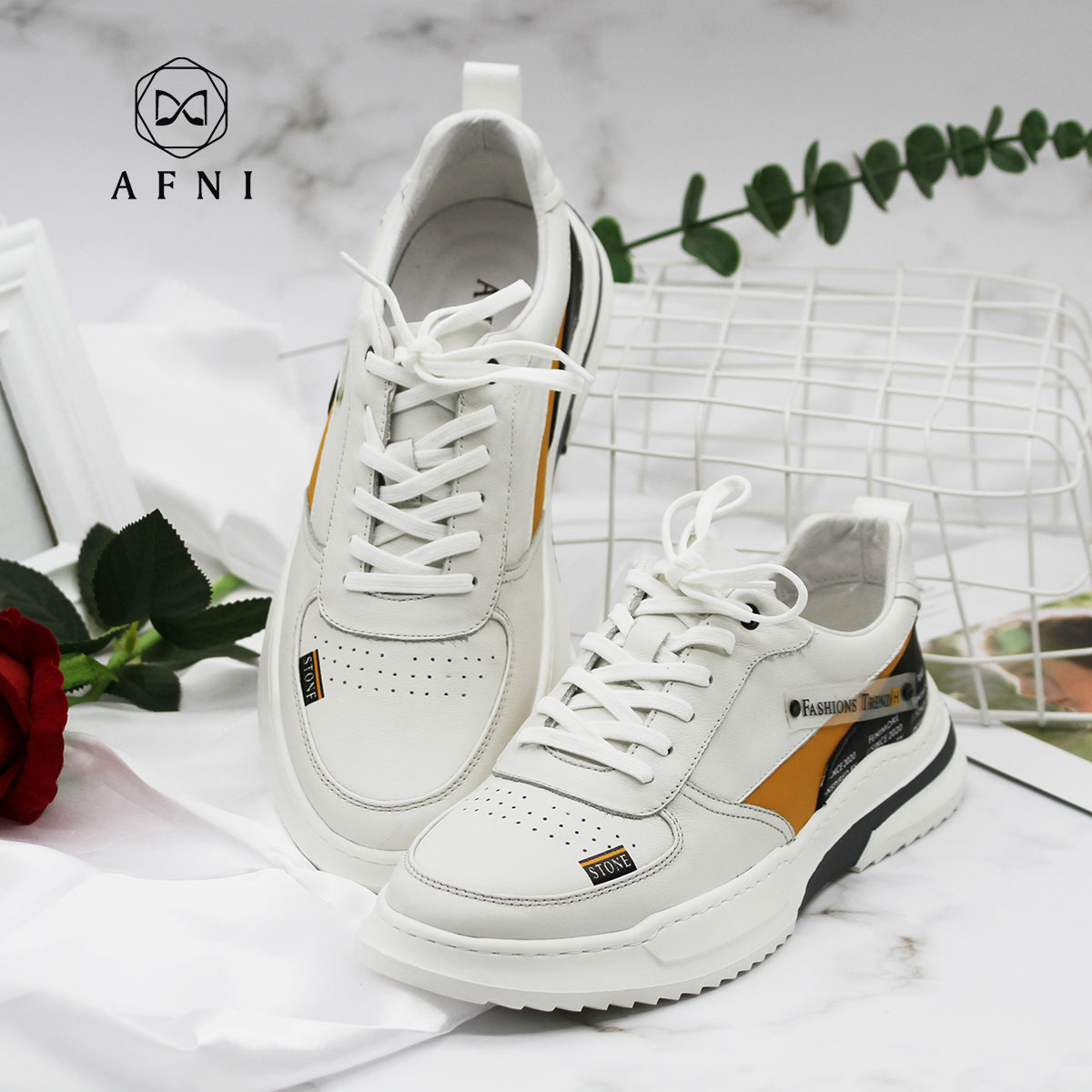 AFNI2021春季新款低帮休闲轻质软底透气潮流男鞋真皮百搭系带耐磨MAXX1111077